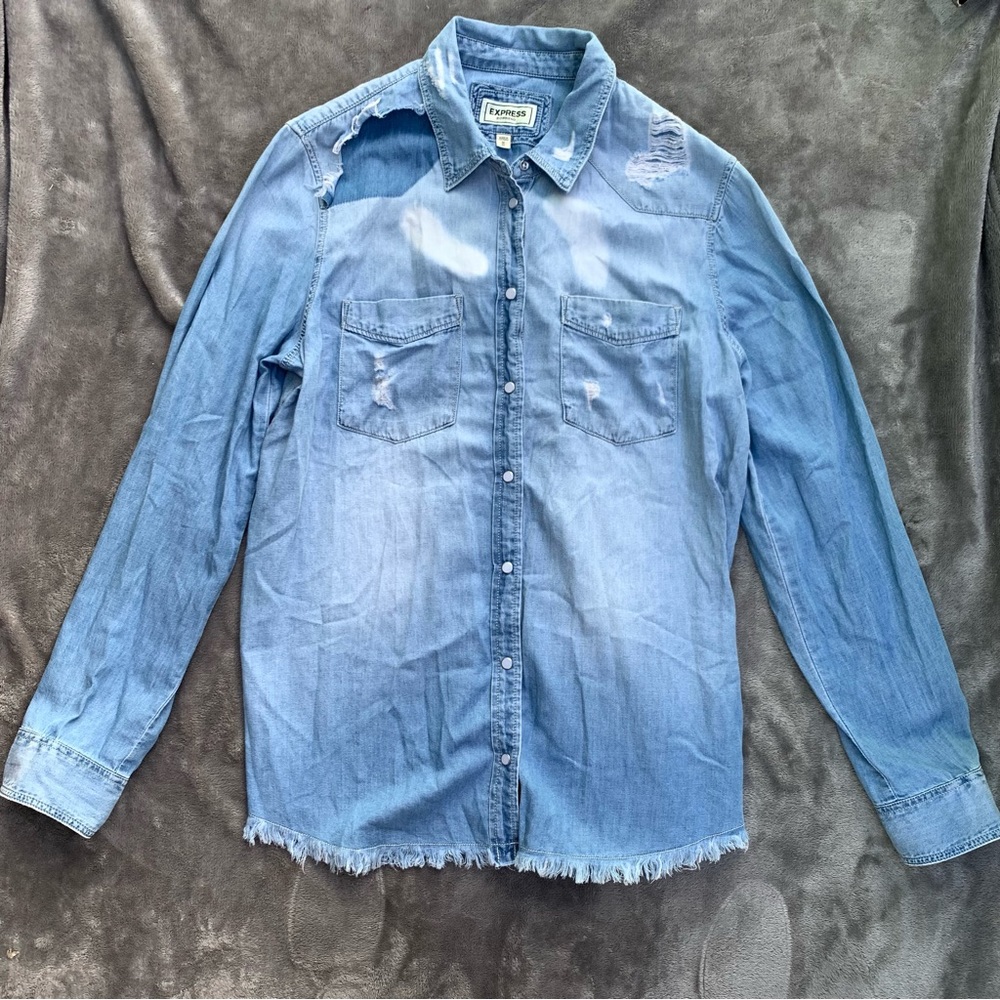Distressed Boyfriend Shacket